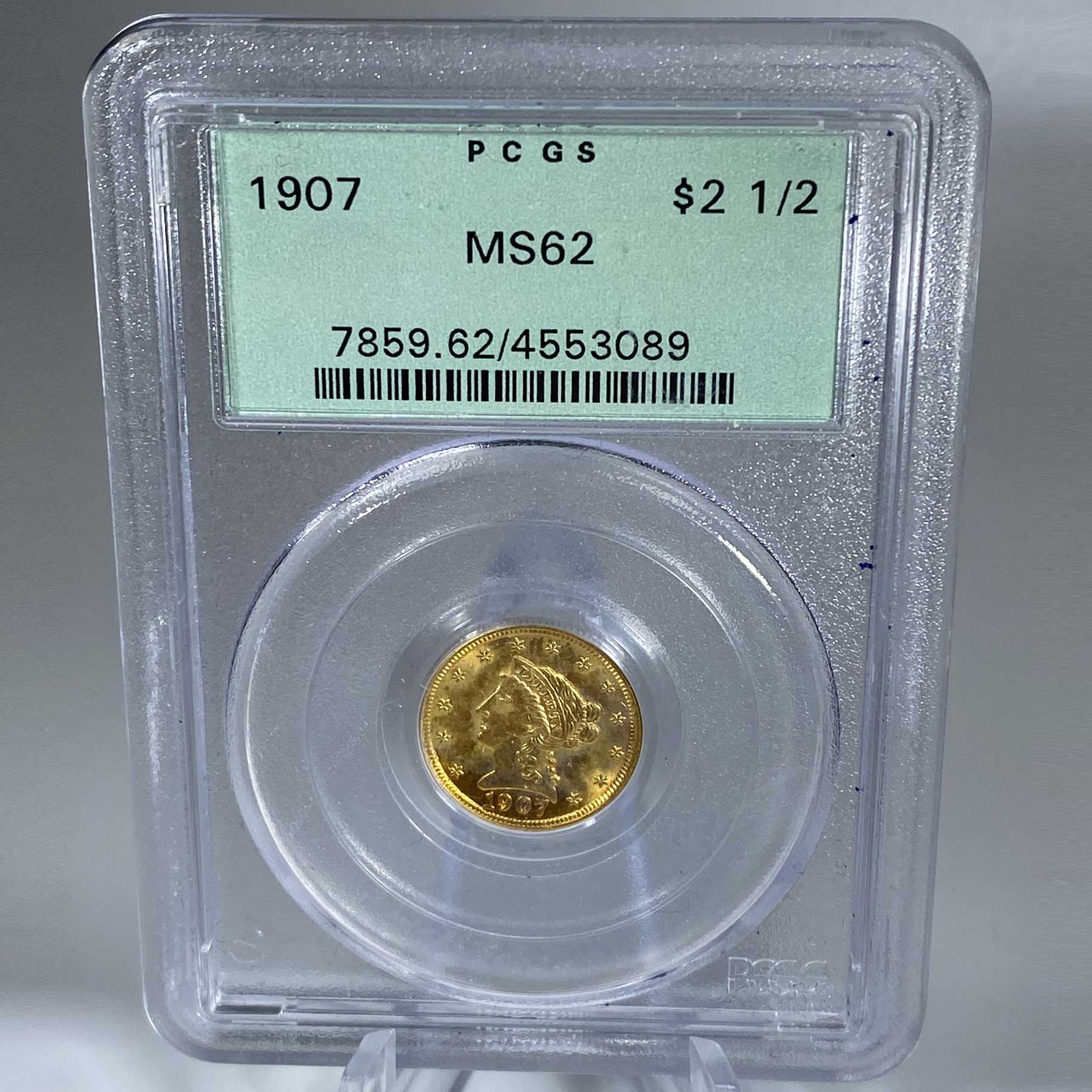 Gold 1907 $2 .5 Dollar Quarter Eagle PCGS MS62 Gorgeous Coin